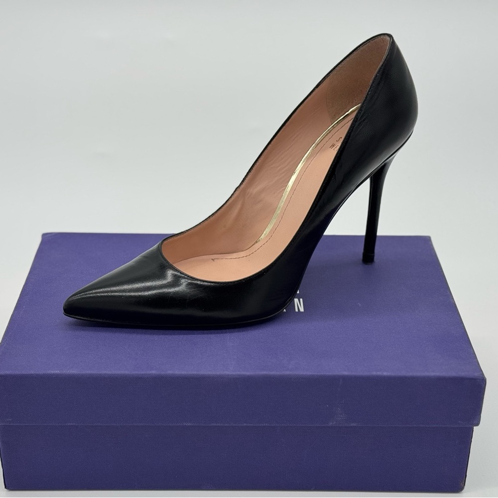 Stuart Whitman Nouveau Black Leather Kid Pump - US 9.5